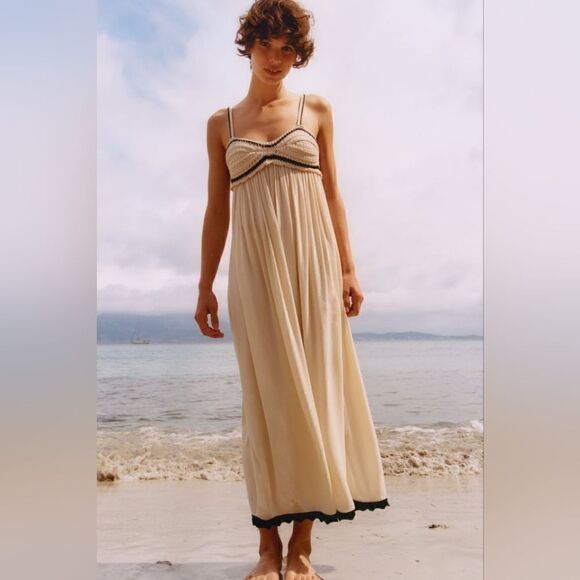 ZARA COMBINATION KNIT DRESS beach - Picture 7 of 15